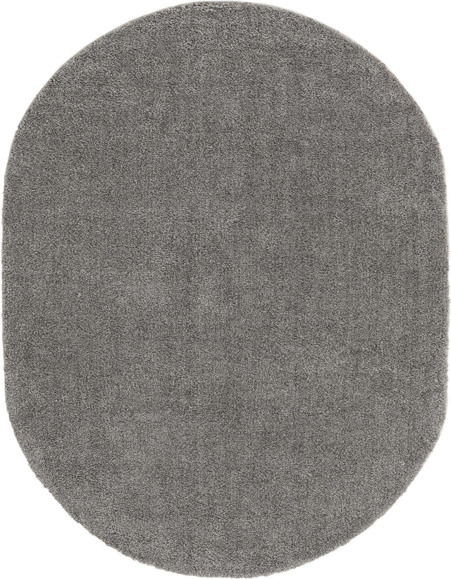 Gray 7' 11 x 10' Solo Oval Area Rug Thick Soft Touch Fluffy & Plush Shaggy Pile Durable Minimalist Carpet for Classic Interior Design for Sale at Rug Engine