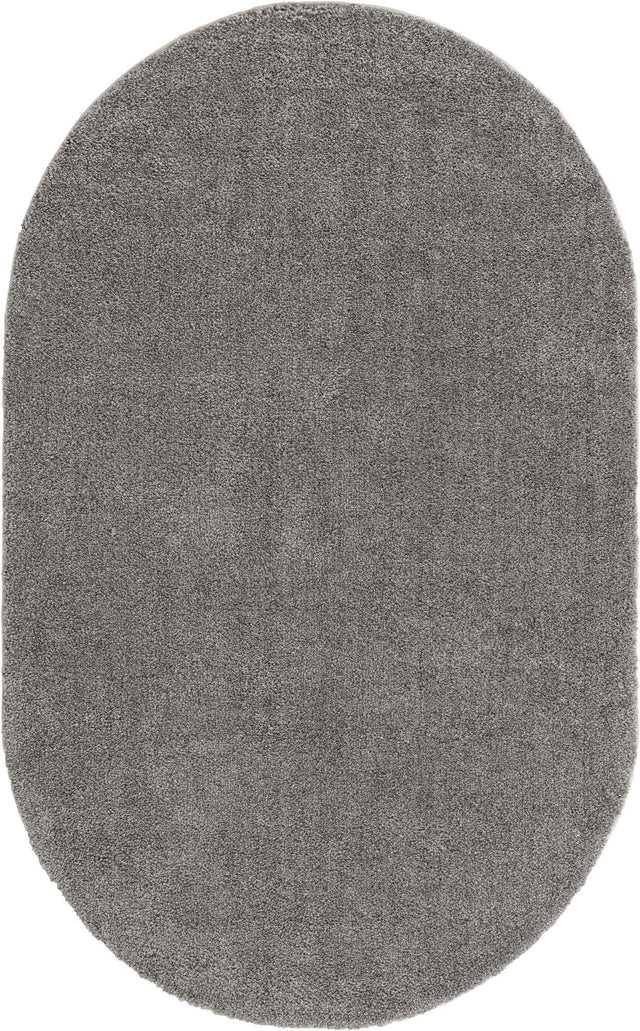 Gray 5' x 8' Solo Oval Area Rug Thick Soft Touch Fluffy & Plush Shaggy Pile Durable Minimalist Carpet for Classic Interior Design for Sale at Rug Engine
