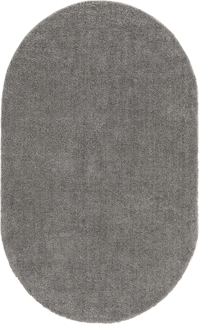 Gray 3' 3 x 5' 3 Solo Oval Area Rug Thick Soft Touch Fluffy & Plush Shaggy Pile