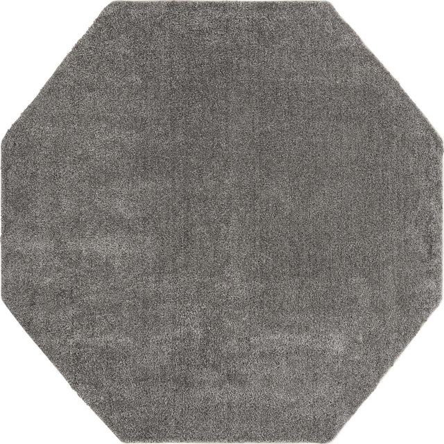 Gray 7' 11 x 7' 11 Solo Octagon Area Rug Thick Soft Touch Fluffy & Plush Shaggy Pile Durable Minimalist Carpet for Classic Interior Design for Sale at Rug Engine
