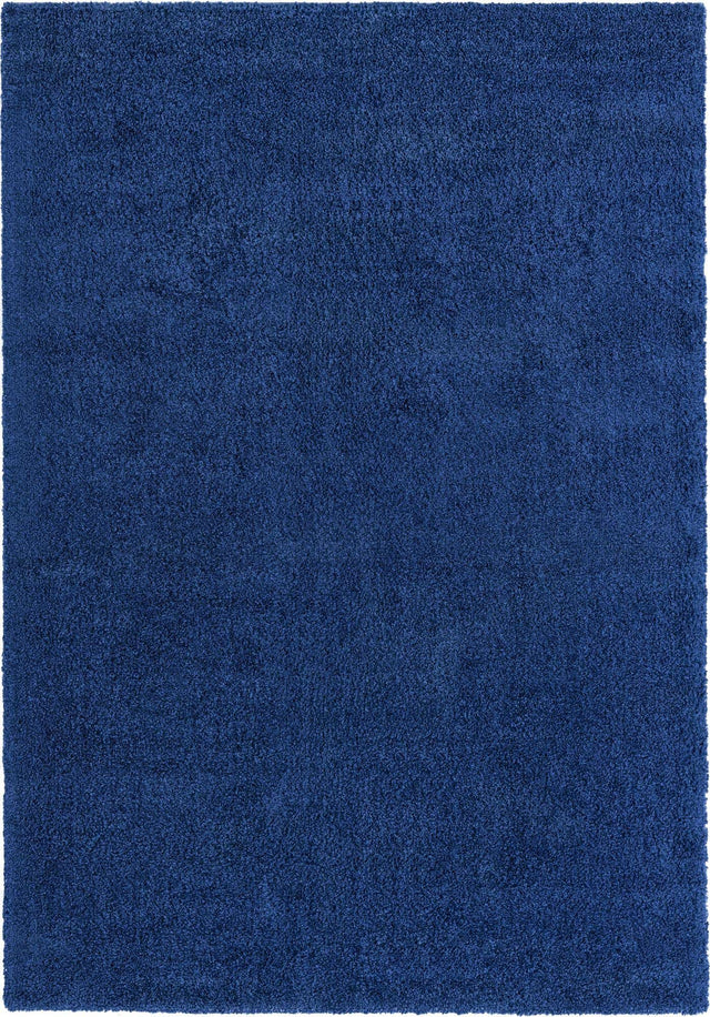 Navy Blue 7' x 10' Solo Rectangle Area Rug Thick Soft Touch Fluffy & Plush Shaggy Pile Durable Minimalist Carpet for Classic Interior Design for Sale at Rug Engine