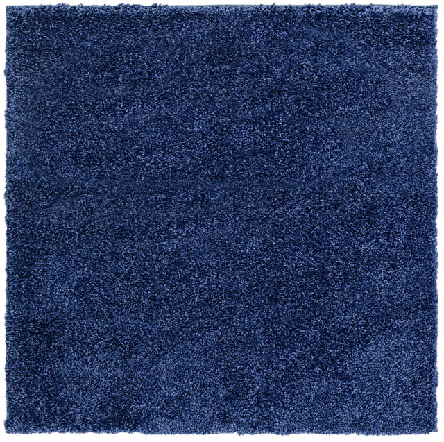 Navy Blue 4' x 4' Solo Square Area Rug Thick Soft Touch Fluffy & Plush Shaggy Pile Durable Minimalist Carpet for Classic Interior Design for Sale at Rug Engine