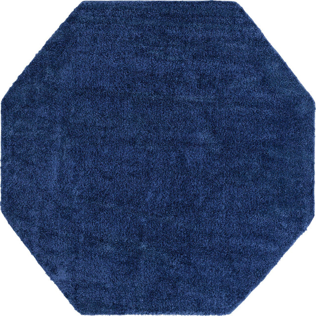 Navy Blue 7' 11 x 7' 11 Solo Octagon Area Rug Thick Soft Touch Fluffy & Plush Shaggy Pile Durable Minimalist Carpet for Classic Interior Design for Sale at Rug Engine