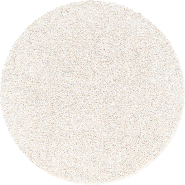 Ivory 5' x 5' Solo Round Area Rug Thick Soft Touch Fluffy & Plush Shaggy Pile Durable Minimalist Carpet for Classic Interior Design for Sale at Rug Engine
