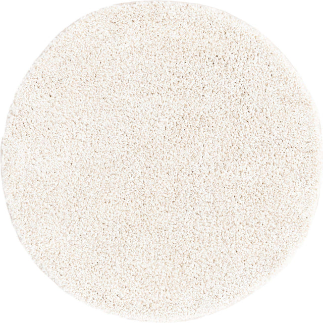 Ivory 3' 3 x 3' 3 Solo Round Area Rug Thick Soft Touch Fluffy & Plush Shaggy Pile