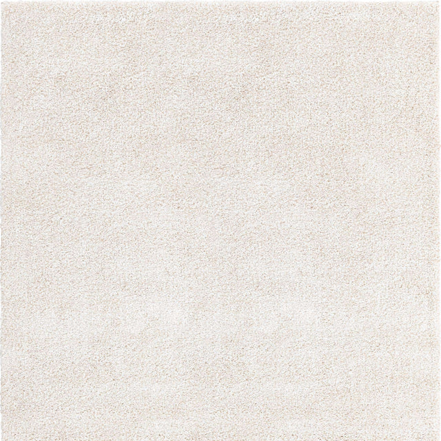 Ivory 5' x 5' Solo Square Area Rug Thick Soft Touch Fluffy & Plush Shaggy Pile Durable Minimalist Carpet for Classic Interior Design for Sale at Rug Engine