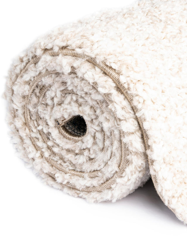 Ivory 5' x 5' Solo Octagon Area Rug Thick Soft Touch Fluffy & Plush Shaggy Pile Durable Minimalist Carpet for Classic Interior Design for Sale at Rug Engine