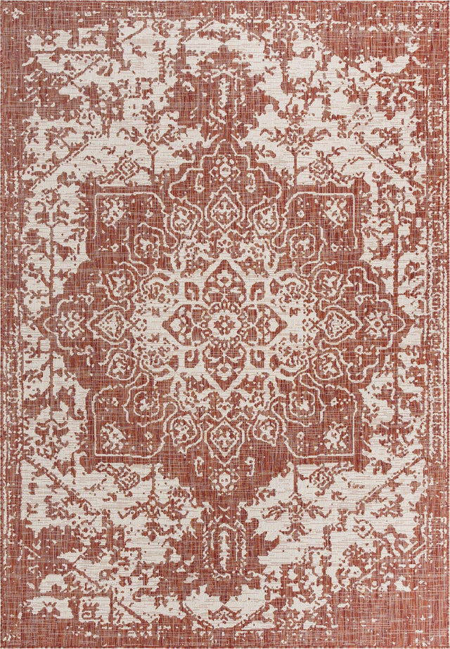 Rust Red 7' 1 x 10' Jill Zarin Outdoor Rectangle Area Rug Weather Resistant for Patio, Deck, Terrace, Balcony, Porch Durable 100% Polypropylene Carpet for Outside for Sale at Rug Engine
