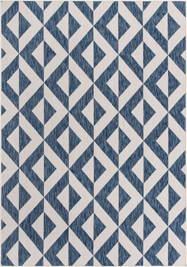 Blue 7' 1 x 10' Jill Zarin Outdoor Rectangle Area Rug Weather Resistant for Patio, Deck, Terrace, Balcony, Porch Durable 100% Polypropylene Carpet for Outside for Sale at Rug Engine