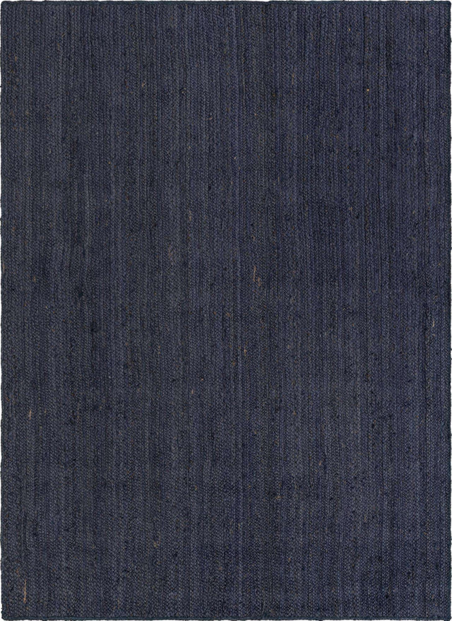 Navy Blue 7' 1 x 10' Braided Jute Rectangle Area Rug 100% Jute Hand Braided Natural Eco-Friendly Boho Style Carpet for Living Rooms Dining Office Space Dorms for Sale at Rug Engine