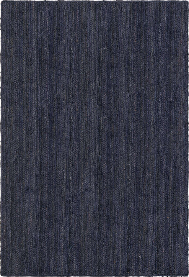 Navy Blue 4' 1 x 6' 1 Braided Jute Rectangle Area Rug 100% Jute Hand Braided Natural Eco-Friendly Boho Style Carpet for Living Rooms Dining Office Space Dorms for Sale at Rug Engine