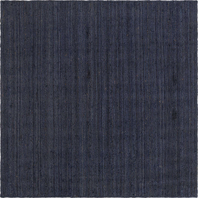 Navy Blue 8' x 8' Braided Jute Square Area Rug 100% Jute Hand Braided Natural Eco-Friendly Boho Style Carpet for Living Rooms Dining Office Space Dorms for Sale at Rug Engine