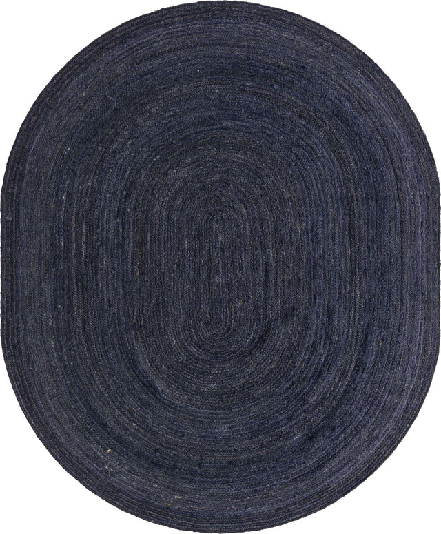 Navy Blue 8' x 10' Braided Jute Oval Area Rug 100% Jute Hand Braided Natural Eco-Friendly Boho Style Carpet for Living Rooms Dining Office Space Dorms for Sale at Rug Engine