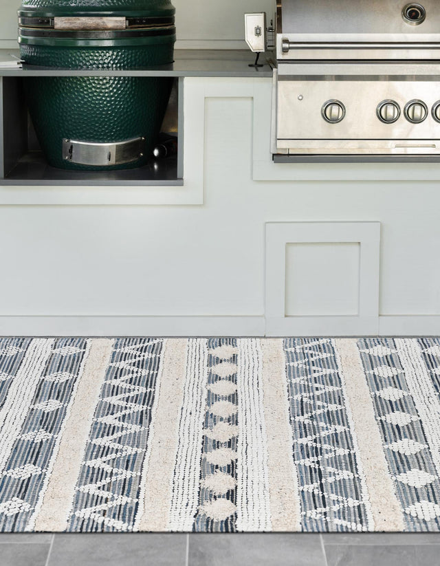 Ivory 4' 1 x 6' 1 Cotton Chindi Rectangle Area Rug Geometric Boho Carpet Mat for Interior Design Home Decor for Sale at Rug Engine