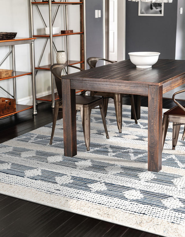 Ivory 4' 1 x 6' 1 Cotton Chindi Rectangle Area Rug Geometric Boho Carpet Mat for Interior Design Home Decor for Sale at Rug Engine