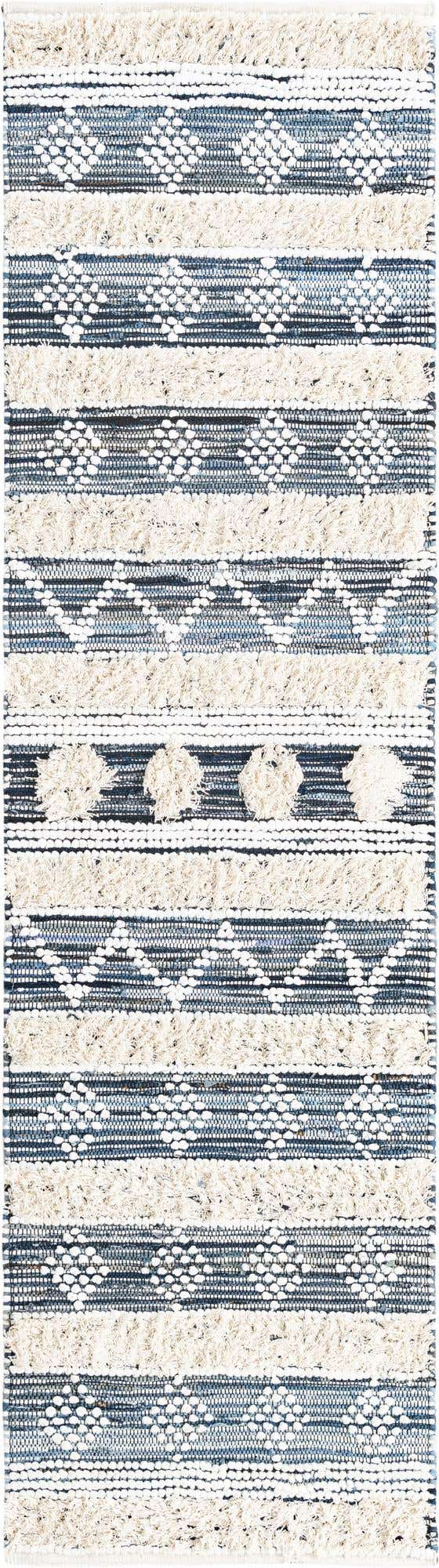 Ivory 2' 7 x 10' Cotton Chindi Runner Area Rug Geometric Boho Carpet Mat for Interior Design Home Decor for Sale at Rug Engine