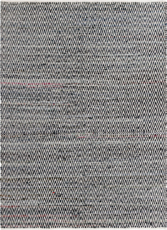 Black and White 7' 1 x 10' Chindi Chevron Rectangle Area Rug 100% Denim Cotton All Natural Modern Geometric Carpet Dining Living Rooms Bathroom Dorm Decor for Sale at Rug Engine