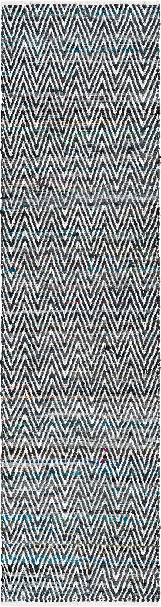 Black and White 2' 7 x 10' Chindi Chevron Runner Area Rug 100% Denim Cotton All Natural Modern Geometric Carpet Dining Living Rooms Bathroom Dorm Decor for Sale at Rug Engine
