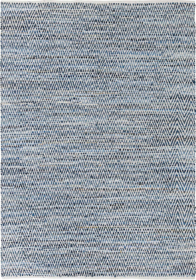 Denim 7' 1 x 10' Chindi Chevron Rectangle Area Rug 100% Denim Cotton All Natural Modern Geometric Carpet Dining Living Rooms Bathroom Dorm Decor for Sale at Rug Engine