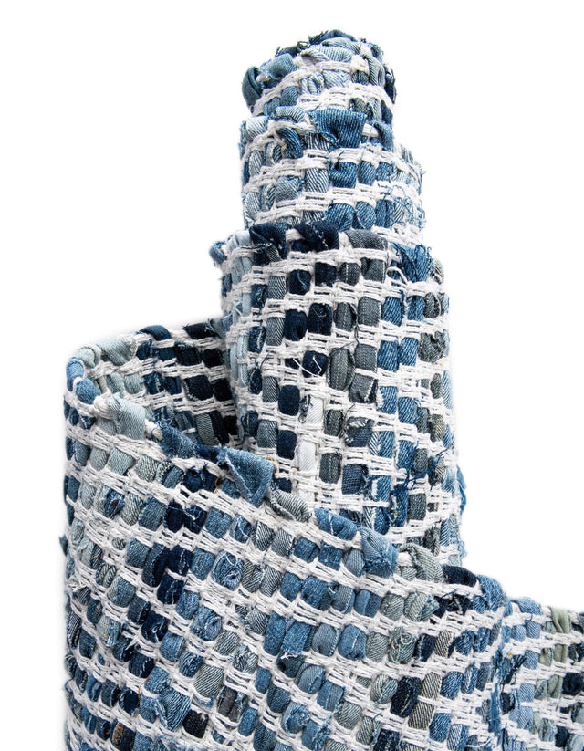 Denim 5' 1 x 8' Chindi Chevron Rectangle Area Rug 100% Denim Cotton All Natural Modern Geometric Carpet Dining Living Rooms Bathroom Dorm Decor for Sale at Rug Engine