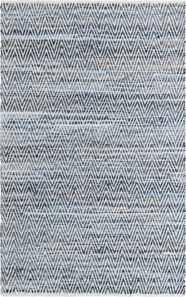 Denim 5' 1 x 8' Chindi Chevron Rectangle Area Rug 100% Denim Cotton All Natural Modern Geometric Carpet Dining Living Rooms Bathroom Dorm Decor for Sale at Rug Engine