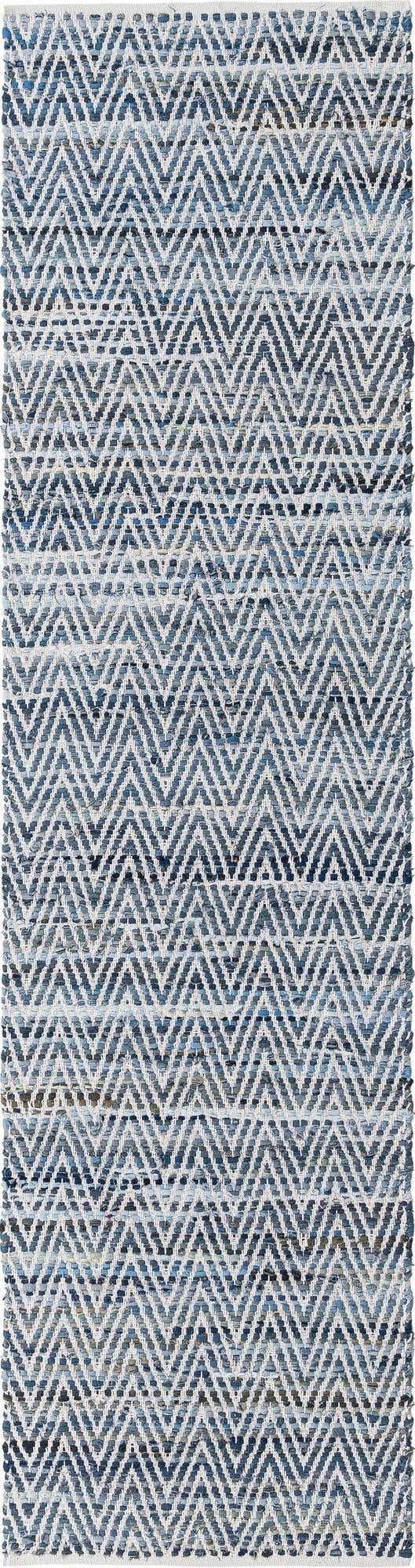 Denim 2' 7 x 10' Chindi Chevron Runner Area Rug 100% Denim Cotton All Natural Modern Geometric Carpet Dining Living Rooms Bathroom Dorm Decor for Sale at Rug Engine