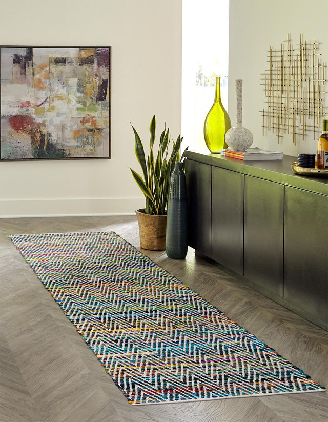 Green 2' 2 x 6' 1 Chindi Chevron Runner Area Rug 100% Denim Cotton All Natural Modern Geometric Carpet Dining Living Rooms Bathroom Dorm Decor for Sale at Rug Engine