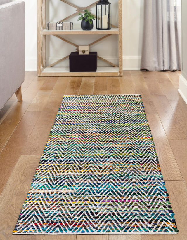 Green 2' 2 x 6' 1 Chindi Chevron Runner Area Rug 100% Denim Cotton All Natural Modern Geometric Carpet Dining Living Rooms Bathroom Dorm Decor for Sale at Rug Engine