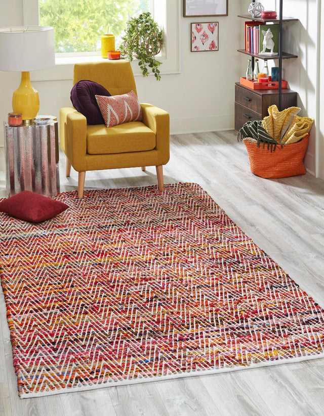 Multicolor 9' x 12' Chindi Chevron Rectangle Area Rug 100% Denim Cotton All Natural Modern Geometric Carpet Dining Living Rooms Bathroom Dorm Decor for Sale at Rug Engine