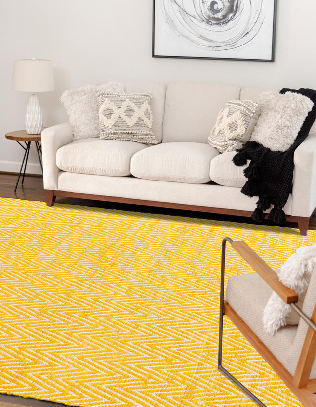 Yellow 5' 1 x 8' Chindi Chevron Rectangle Area Rug 100% Denim Cotton All Natural Modern Geometric Carpet Dining Living Rooms Bathroom Dorm Decor for Sale at Rug Engine