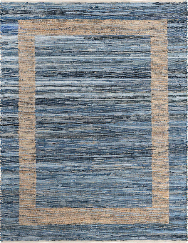 Navy Blue 7' 1 x 10' Chindi Jute Rectangle Area Rug Interior Design Home Decor Carpet Mat for Sale at Rug Engine