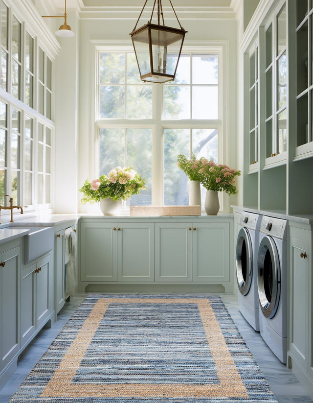 Navy Blue 9' x 12' Chindi Jute Rectangle Rug