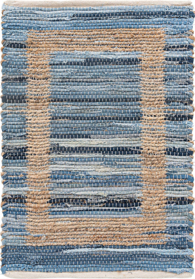 Navy Blue 2' x 3' 1 Chindi Jute Rectangle Area Rug Interior Design Home Decor Carpet Mat for Sale at Rug Engine