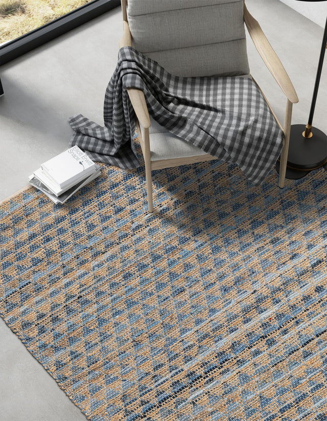 Navy Blue 9' x 12' Chindi Jute Rectangle Area Rug Interior Design Home Decor Carpet Mat for Sale at Rug Engine
