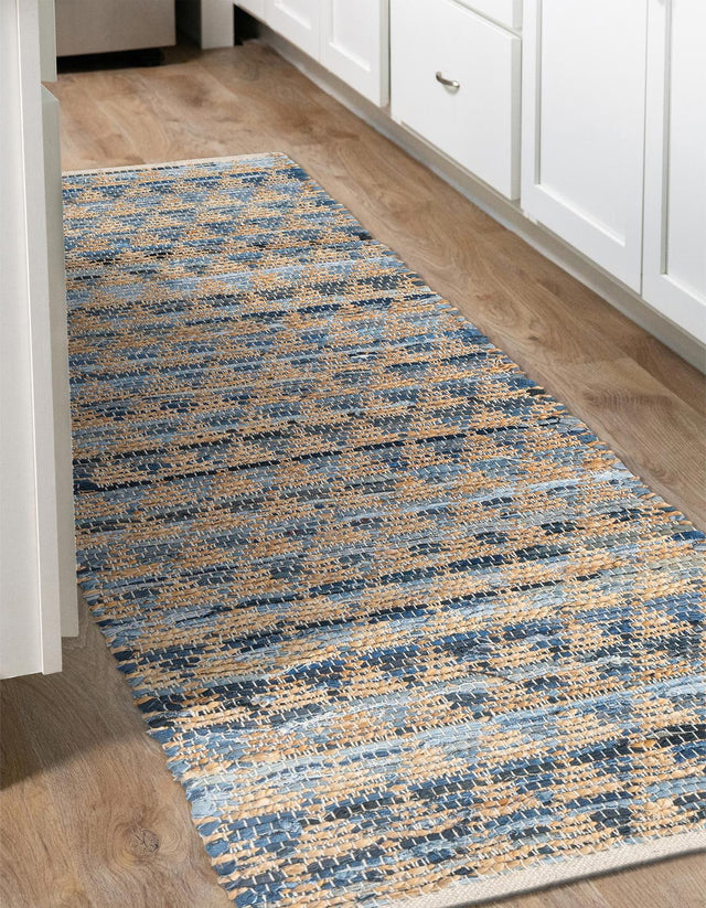 Navy Blue 2' 7 x 10' Chindi Jute Runner Area Rug Interior Design Home Decor Carpet Mat for Sale at Rug Engine