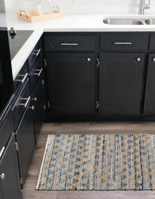 Navy Blue 2' 7 x 10' Chindi Jute Runner Area Rug Interior Design Home Decor Carpet Mat for Sale at Rug Engine