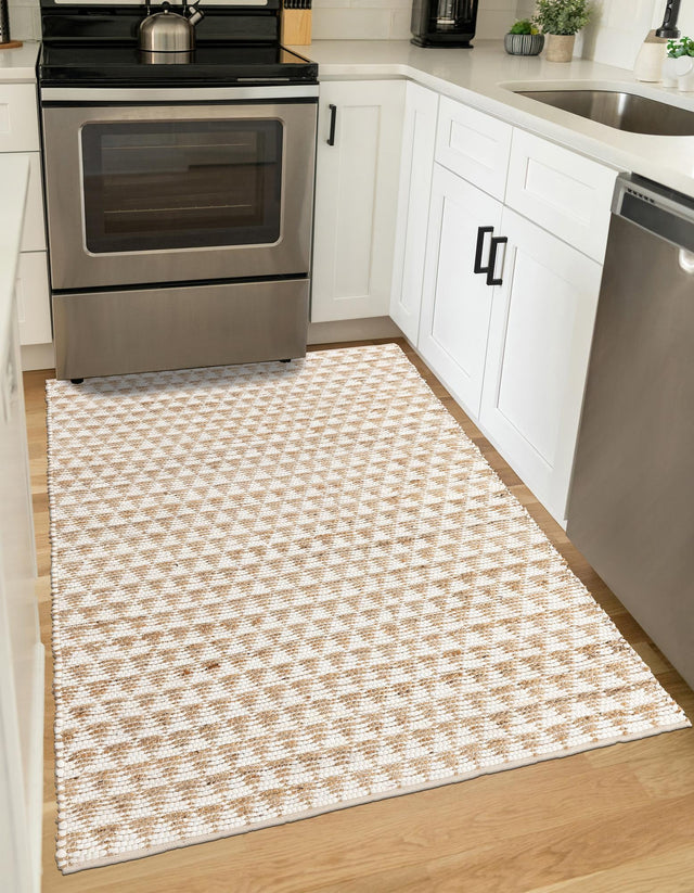 White 4' 1 x 6' 1 Chindi Jute Rectangle Area Rug Interior Design Home Decor Carpet Mat for Sale at Rug Engine