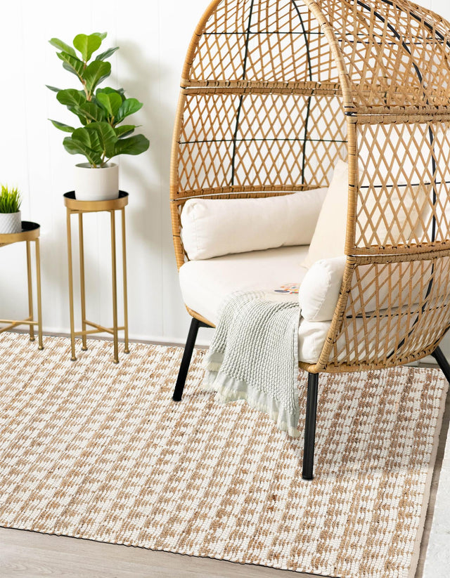 White 10' x 14' 1 Chindi Jute Rectangle Area Rug Interior Design Home Decor Carpet Mat for Sale at Rug Engine