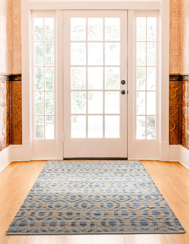 Navy Blue 4' 1 x 6' 1 Chindi Jute Rectangle Area Rug Interior Design Home Decor Carpet Mat for Sale at Rug Engine