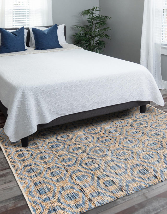 Navy Blue 9' x 12' Chindi Jute Rectangle Area Rug Interior Design Home Decor Carpet Mat for Sale at Rug Engine