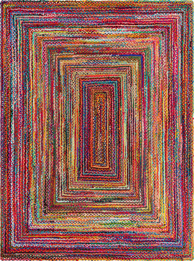 Multicolor 10' x 13' 1 Braided Chindi Rectangle Area Rug 100% Cotton Hand Braided Natural Eco-Friendly Boho Style Modern Carpet for Living Rooms Dining Office Dorm for Sale at Rug Engine