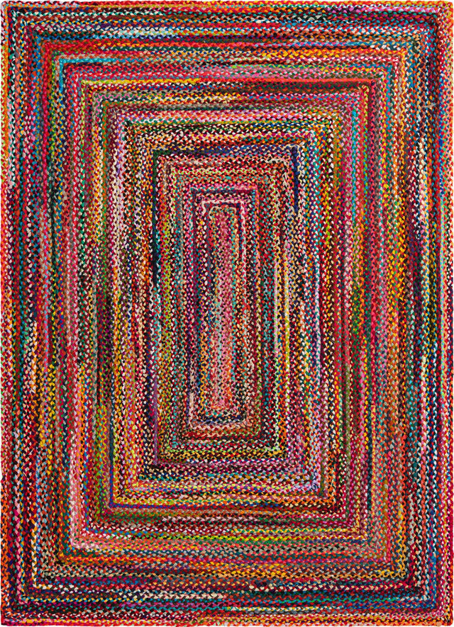 Multicolor 8' x 11' Braided Chindi Rectangle Area Rug 100% Cotton Hand Braided Natural Eco-Friendly Boho Style Modern Carpet for Living Rooms Dining Office Dorm for Sale at Rug Engine