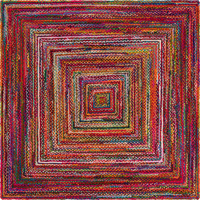 Multicolor 10' x 10' Braided Chindi Square Area Rug 100% Cotton Hand Braided Natural Eco-Friendly Boho Style Modern Carpet for Living Rooms Dining Office Dorm for Sale at Rug Engine