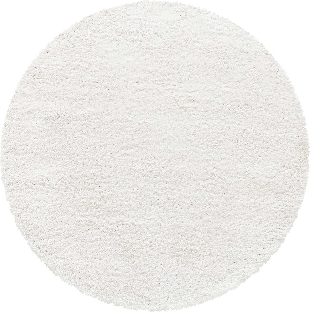 White 2' x 2' Davos Shag Round Area Rug Thick Soft Touch Fluffy & Plush Shaggy Pile 100% Polypropylene Carpet for Living Dining Bedrooms Office for Sale at Rug Engine