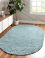 Aqua 5' 3 x 8' Davos Shag Oval Area Rug Thick Soft Touch Fluffy & Plush Shaggy Pile 100% Polypropylene Carpet for Living Dining Bedrooms Office for Sale at Rug Engine
