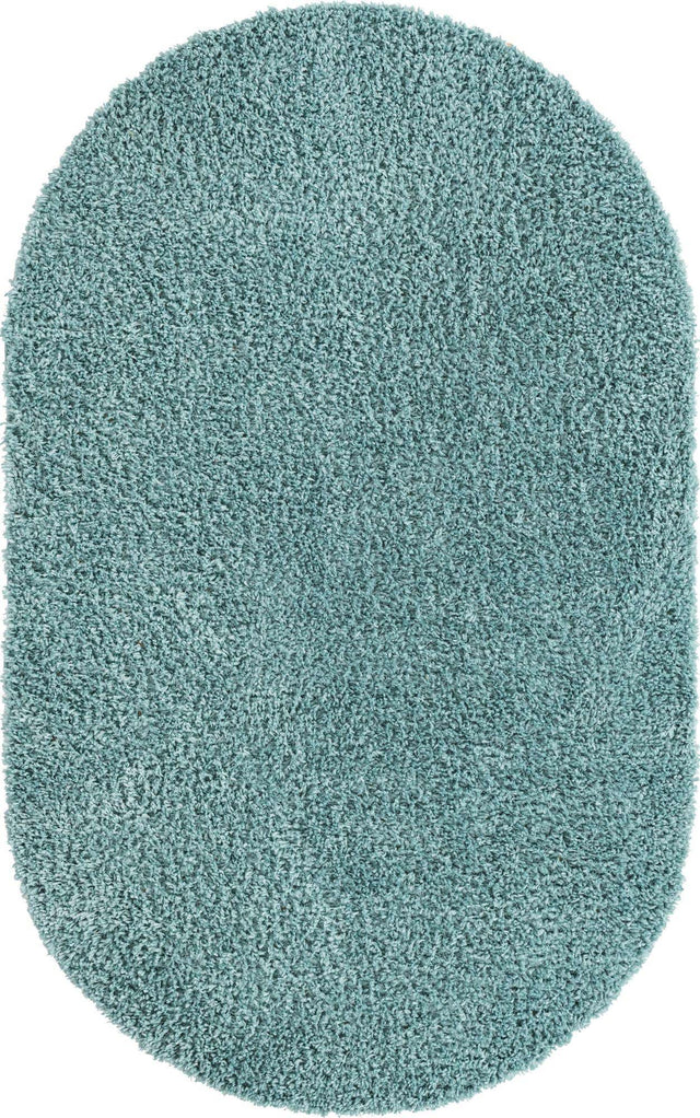 Aqua 7' 10 x 10' Davos Shag Oval Area Rug Thick Soft Touch Fluffy & Plush Shaggy Pile 100% Polypropylene Carpet for Living Dining Bedrooms Office for Sale at Rug Engine