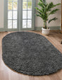 Peppercorn 3' 1 x 5' 3 Davos Shag Oval Area Rug Thick Soft Touch Fluffy & Plush Shaggy Pile 100% Polypropylene Carpet for Living Dining Bedrooms Office for Sale at Rug Engine
