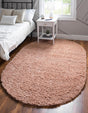 Dusty Rose 7' 10 x 10' Davos Shag Oval Area Rug Thick Soft Touch Fluffy & Plush Shaggy Pile 100% Polypropylene Carpet for Living Dining Bedrooms Office for Sale at Rug Engine
