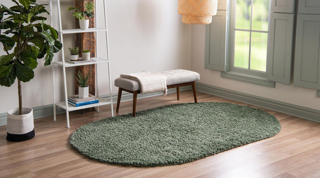 Sage 5' 3 x 8' Davos Shag Oval Area Rug Thick Soft Touch Fluffy & Plush Shaggy Pile 100% Polypropylene Carpet for Living Dining Bedrooms Office for Sale at Rug Engine