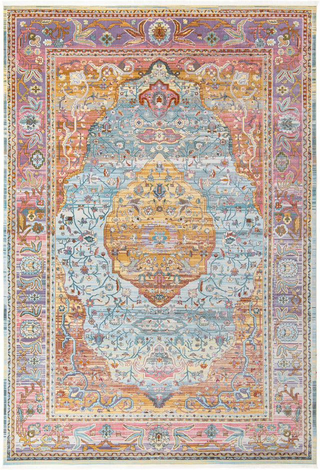 Light Blue 10' x 14' Baracoa Rectangle Area Rug 100% Polypropylene Distressed Vintage Living Dining Room Office Traditional Carpet for Sale at Rug Engine